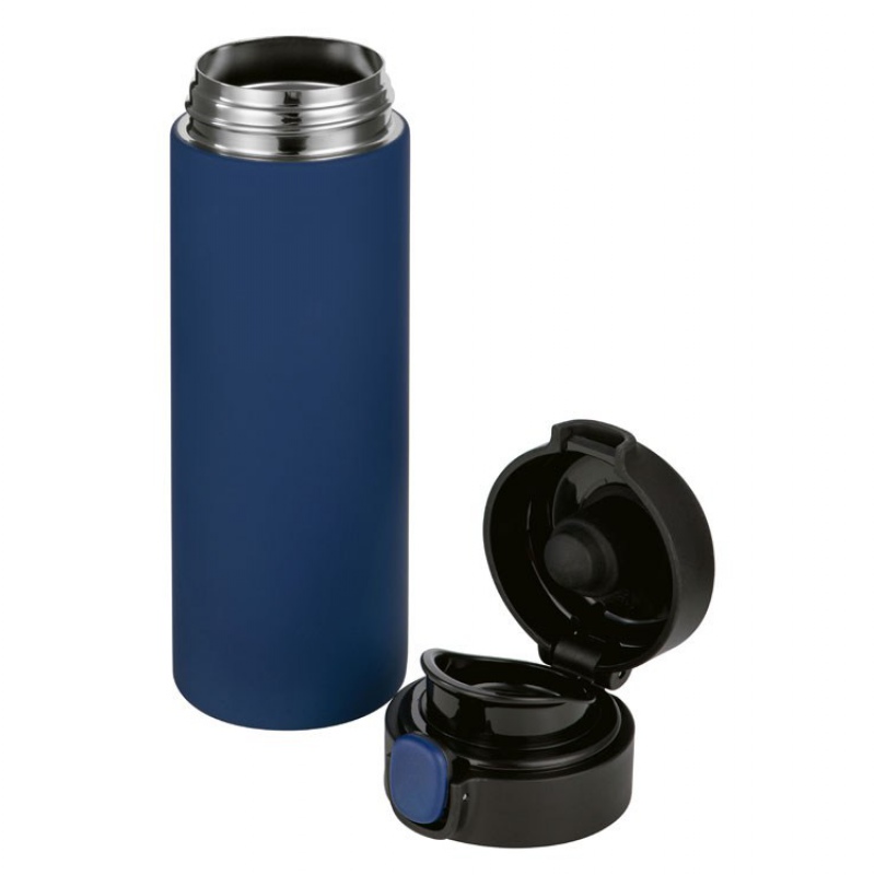 Вакуумная термокружка c кнопкой «Guard», soft-touch, 400 мл, тубус, 7 цветов. Артикул о82751